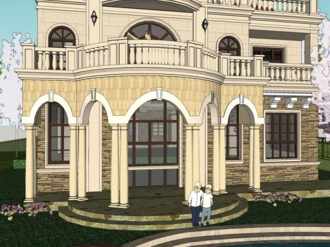 Sketchup别墅模型|独栋别墅,古典风格 Sketchup别墅模型|独栋别墅,古典风格