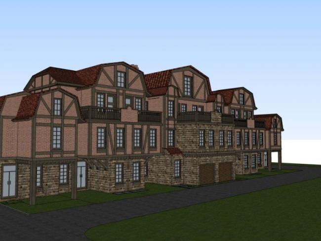 Sketchup别墅模型|联排别墅,古典风格 Sketchup别墅模型|联排别墅,古典风格