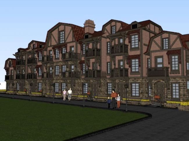 Sketchup别墅模型|联排别墅,古典风格 Sketchup别墅模型|联排别墅,古典风格