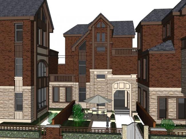 Sketchup别墅模型|联排别墅,现代风格 Sketchup别墅模型|联排别墅,现代风格