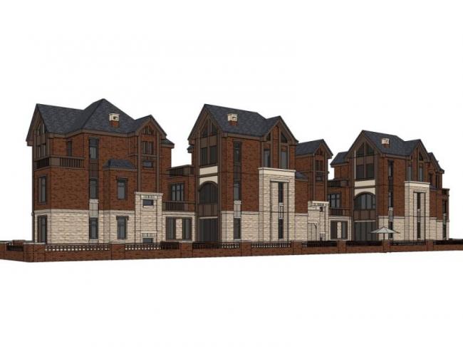 Sketchup别墅模型|联排别墅,现代风格 Sketchup别墅模型|联排别墅,现代风格