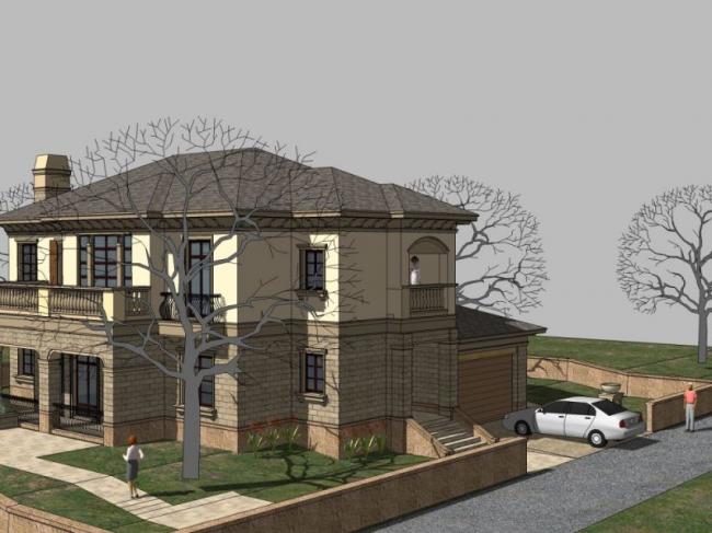 Sketchup别墅模型|独栋别墅,现代风格 Sketchup别墅模型|独栋别墅,现代风格