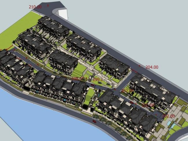 Sketchup别墅模型|联排别墅,现代中式风格 Sketchup别墅模型|联排别墅,现代中式风格