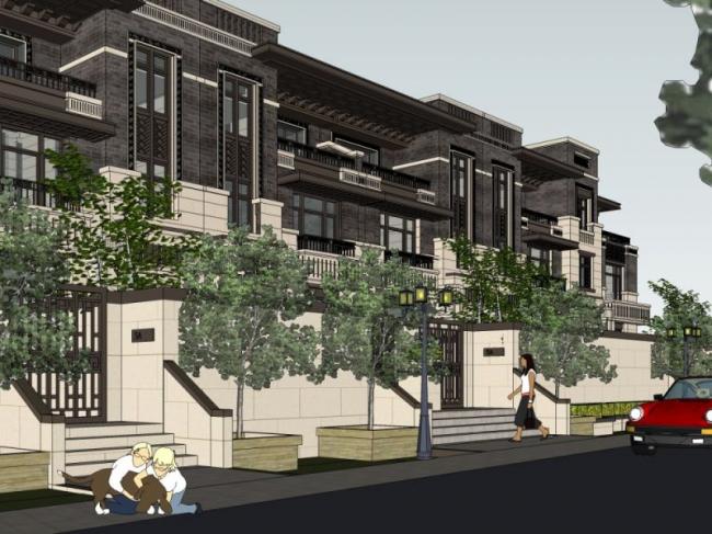 Sketchup别墅模型|联排别墅,现代中式风格 Sketchup别墅模型|联排别墅,现代中式风格