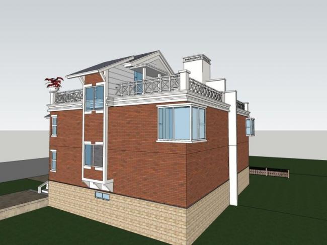 Sketchup别墅模型|双拼别墅,现代风格 Sketchup别墅模型|双拼别墅,现代风格