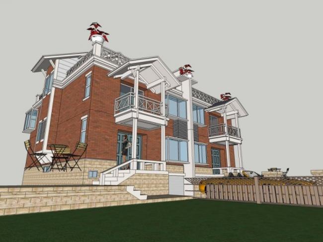 Sketchup别墅模型|双拼别墅,现代风格 Sketchup别墅模型|双拼别墅,现代风格