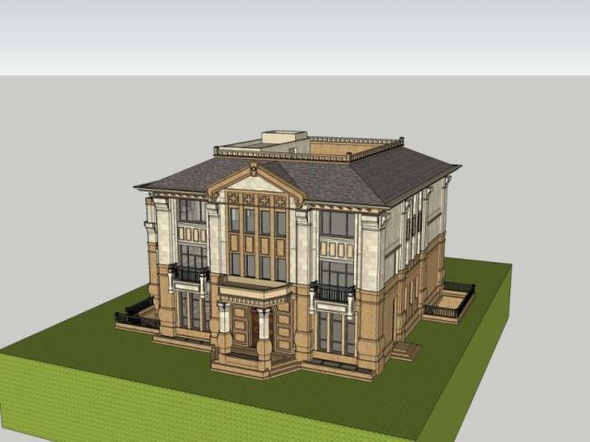 Sketchup别墅模型|独栋别墅,古典风格 Sketchup别墅模型|独栋别墅,古典风格