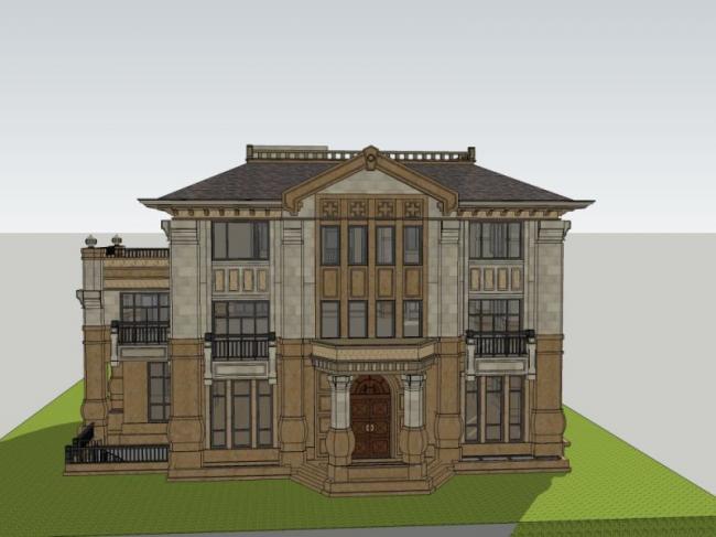 Sketchup别墅模型|独栋别墅,古典风格 Sketchup别墅模型|独栋别墅,古典风格