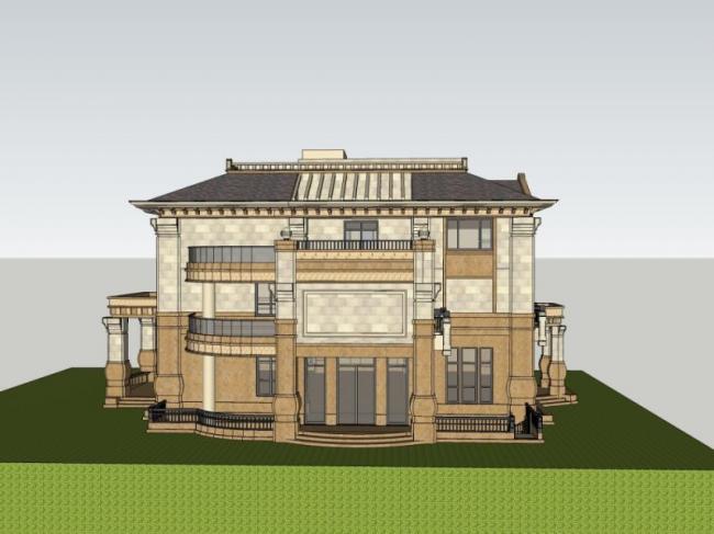 Sketchup别墅模型|独栋别墅,古典风格 Sketchup别墅模型|独栋别墅,古典风格