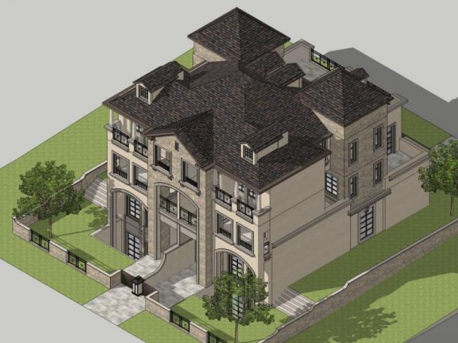 Sketchup别墅模型|双拼别墅,现代风格 Sketchup别墅模型|双拼别墅,现代风格