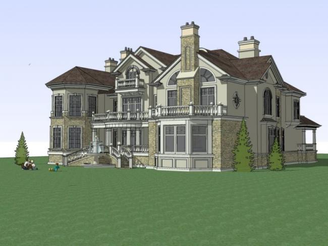 Sketchup别墅模型|独栋别墅,古典风格 Sketchup别墅模型|独栋别墅,古典风格