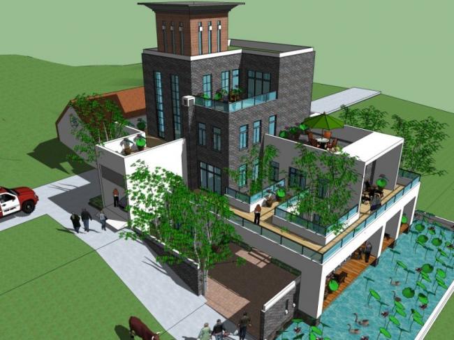 Sketchup别墅模型|叠拼别墅,现代风格 Sketchup别墅模型|叠拼别墅,现代风格