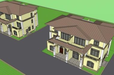 Sketchup别墅模型|双拼别墅，现代风格-BIM建筑网