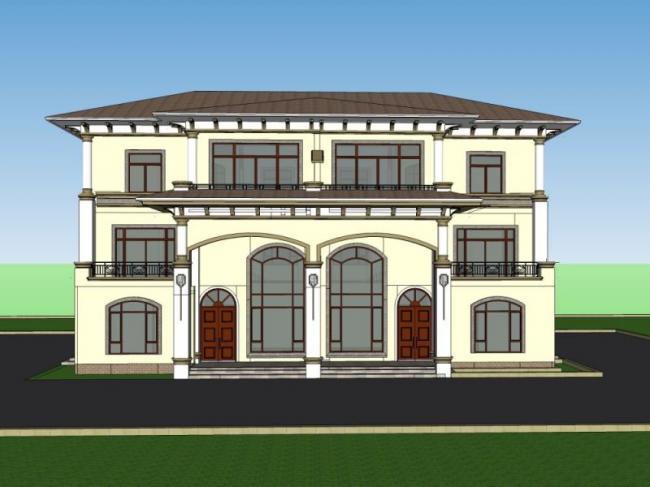 Sketchup别墅模型|双拼别墅,现代风格 Sketchup别墅模型|双拼别墅,现代风格