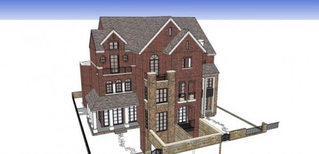 Sketchup别墅模型|叠拼别墅,英式古典风格 Sketchup别墅模型|叠拼别墅,英式古典风格