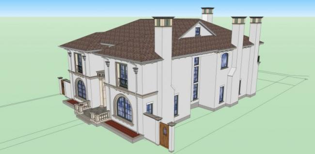Sketchup别墅模型|双拼别墅,现代风格 Sketchup别墅模型|双拼别墅,现代风格