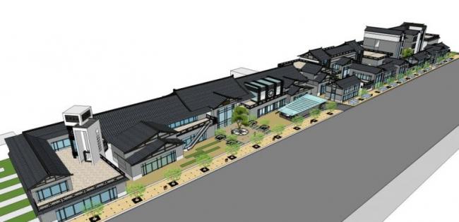 Sketchup别墅模型|联排别墅,中式风格 Sketchup别墅模型|联排别墅,中式风格