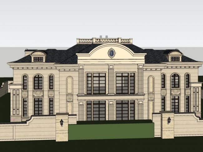 Sketchup别墅模型|独栋别墅,法式古典风格 Sketchup别墅模型|独栋别墅,法式古典风格