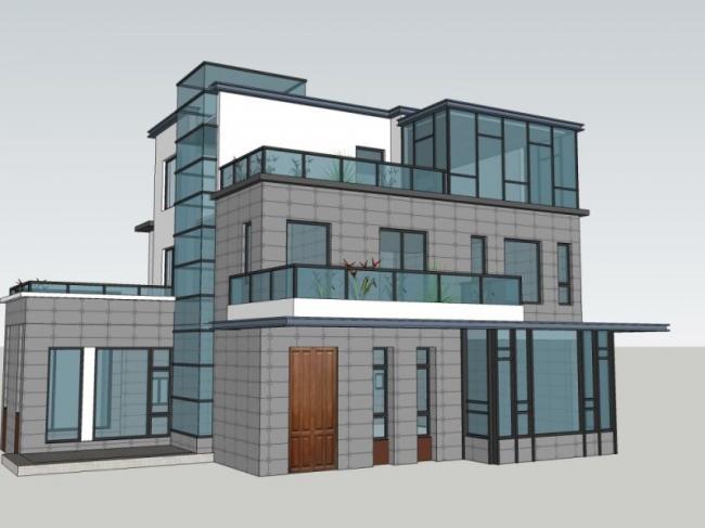 Sketchup别墅模型|独栋别墅,现代风格 Sketchup别墅模型|独栋别墅,现代风格