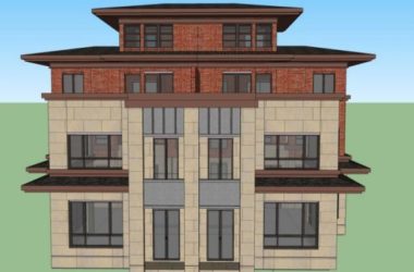 Sketchup别墅模型|双拼别墅，现代风格-BIM建筑网