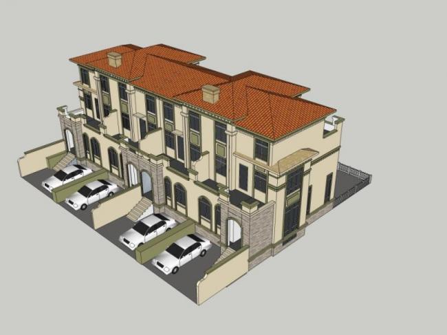 Sketchup别墅模型|联排别墅,现代风格 Sketchup别墅模型|联排别墅,现代风格