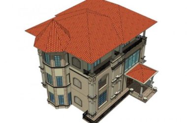 Sketchup别墅模型|独栋别墅，古典风格-BIM建筑网