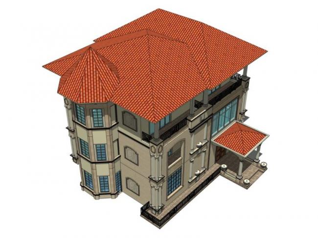 Sketchup别墅模型|独栋别墅,古典风格 Sketchup别墅模型|独栋别墅,古典风格