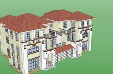 Sketchup别墅模型|双拼别墅，欧式古典风格-BIM建筑网