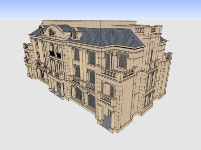 Sketchup别墅模型|叠拼别墅,古典风格 Sketchup别墅模型|叠拼别墅,古典风格