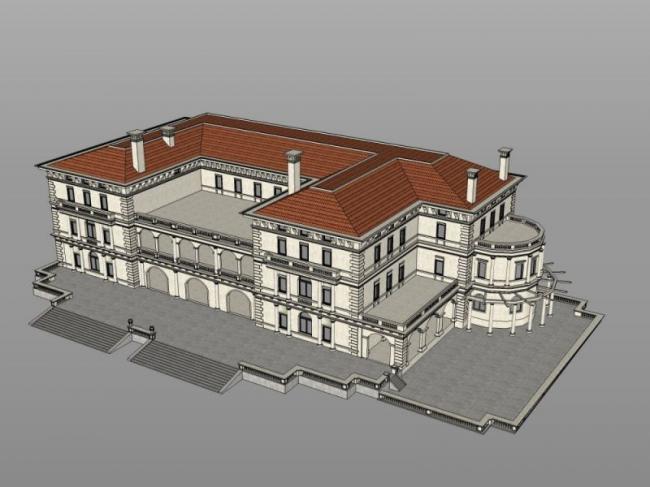 Sketchup别墅模型|叠拼别墅,古典风格 Sketchup别墅模型|叠拼别墅,古典风格