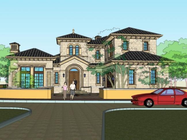 Sketchup别墅模型|叠拼别墅,欧式古典风格 Sketchup别墅模型|叠拼别墅,欧式古典风格