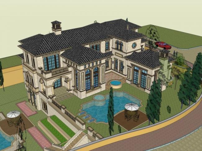 Sketchup别墅模型|叠拼别墅,欧式古典风格 Sketchup别墅模型|叠拼别墅,欧式古典风格