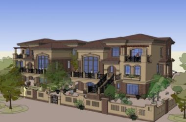 Sketchup别墅模型|双拼别墅，欧式古典风格-BIM建筑网