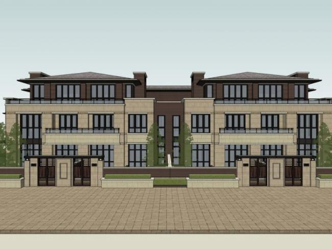 Sketchup别墅模型|联排别墅,现代风格 Sketchup别墅模型|联排别墅,现代风格