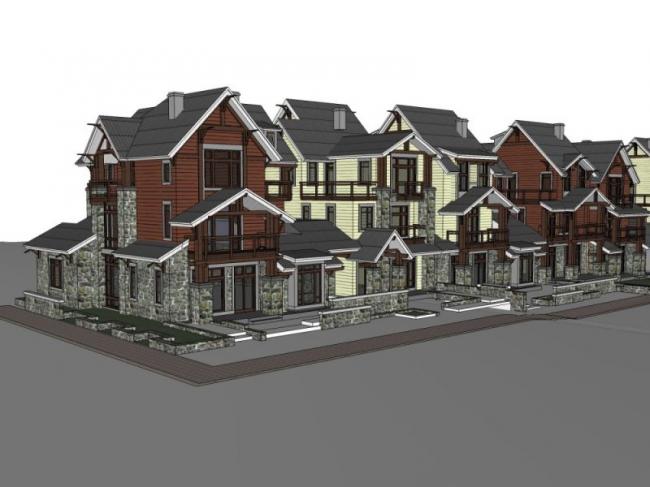 Sketchup别墅模型|联排别墅,现代风格 Sketchup别墅模型|联排别墅,现代风格