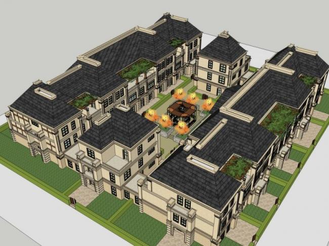 Sketchup别墅模型|联排别墅,现代风格 Sketchup别墅模型|联排别墅,现代风格