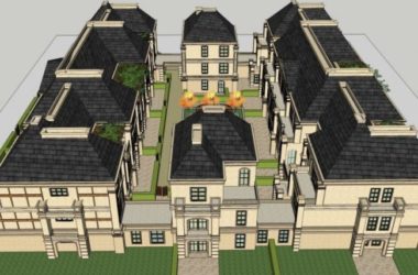 Sketchup别墅模型|联排别墅，现代风格-BIM建筑网