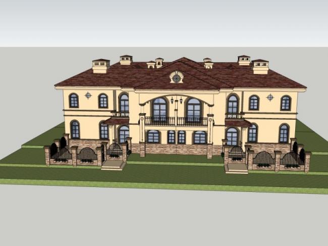 Sketchup别墅模型|合院别墅,现代风格 Sketchup别墅模型|合院别墅,现代风格