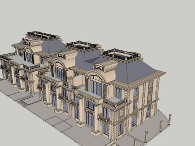 Sketchup别墅模型|联排别墅,古典风格 Sketchup别墅模型|联排别墅,古典风格