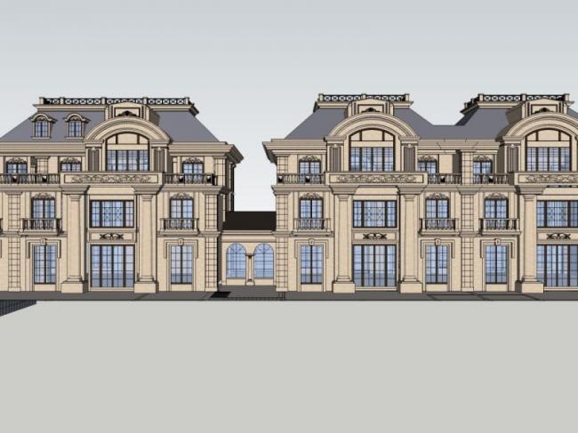 Sketchup别墅模型|联排别墅,古典风格 Sketchup别墅模型|联排别墅,古典风格