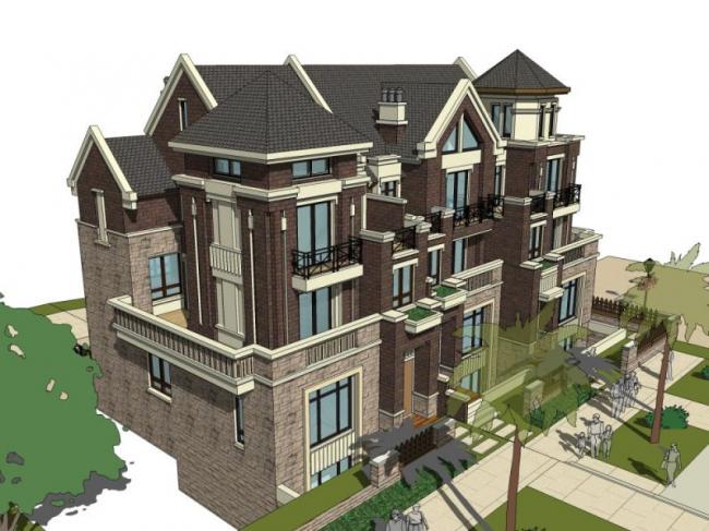 Sketchup别墅模型|联排别墅,现代风格 Sketchup别墅模型|联排别墅,现代风格