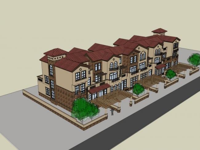 Sketchup别墅模型|联排别墅,现代风格 Sketchup别墅模型|联排别墅,现代风格