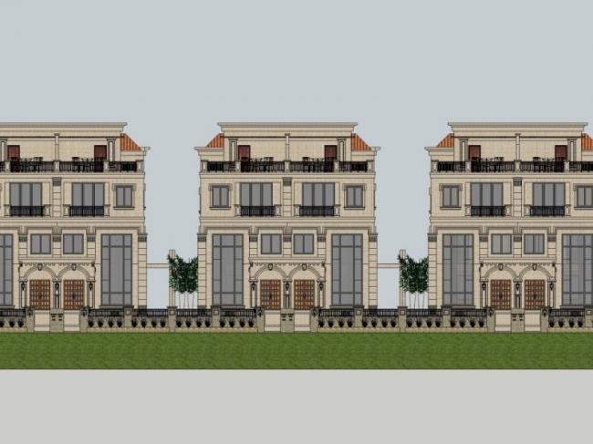 Sketchup别墅模型|联排别墅,现代风格 Sketchup别墅模型|联排别墅,现代风格