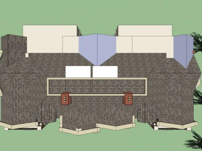 Sketchup别墅模型|双拼别墅,现代风格 Sketchup别墅模型|双拼别墅,现代风格