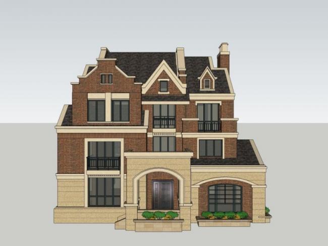 Sketchup别墅模型|独栋别墅,古典风格 Sketchup别墅模型|独栋别墅,古典风格