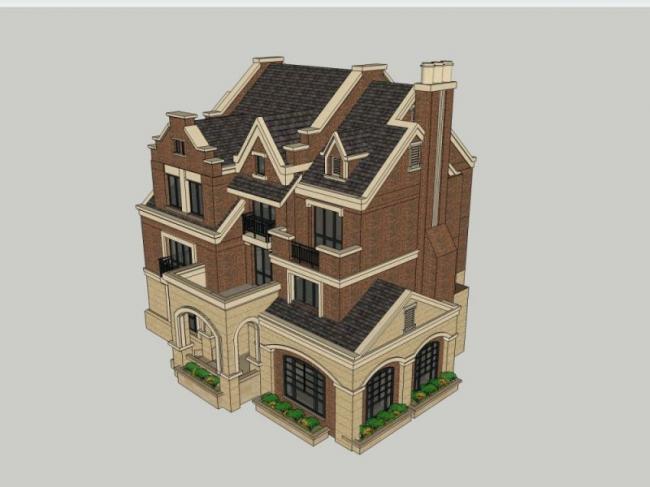 Sketchup别墅模型|独栋别墅,古典风格 Sketchup别墅模型|独栋别墅,古典风格