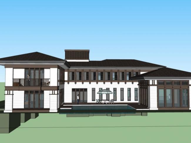 Sketchup别墅模型|独栋别墅,现代中式风格 Sketchup别墅模型|独栋别墅,现代中式风格