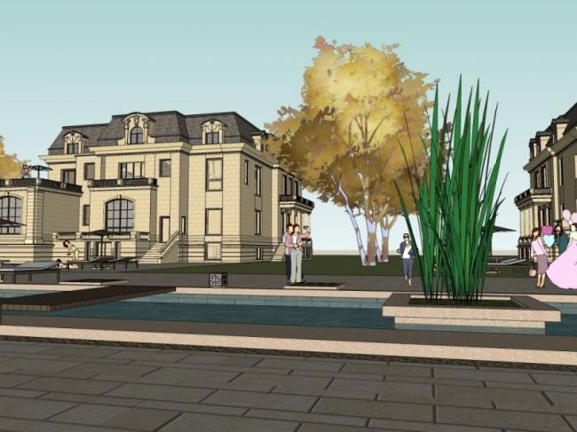 Sketchup别墅模型|独栋别墅,欧式古典风格 Sketchup别墅模型|独栋别墅,欧式古典风格