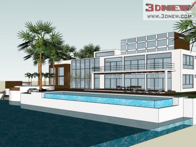 Sketchup别墅模型|独栋别墅,现代风格 Sketchup别墅模型|独栋别墅,现代风格