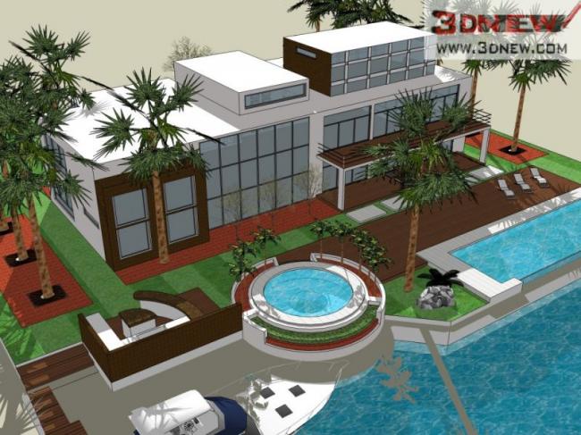 Sketchup别墅模型|独栋别墅,现代风格 Sketchup别墅模型|独栋别墅,现代风格